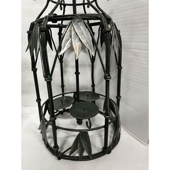 Two Beautiful Vintage Wrought Iron Hanging Candle Holder Three Candles Each - Picture 5 of 10
